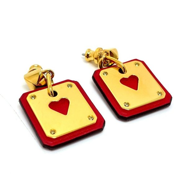 HERMES heart Asdukour PM Pierce Gold Plated/Leather Red/GoldHardware - Picture 1 of 9